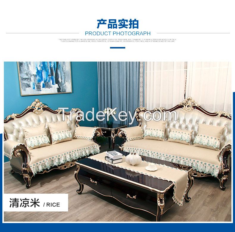 European sofa cushion summer luxury four seasons non slip leather fabric American sofa cushion cover customized