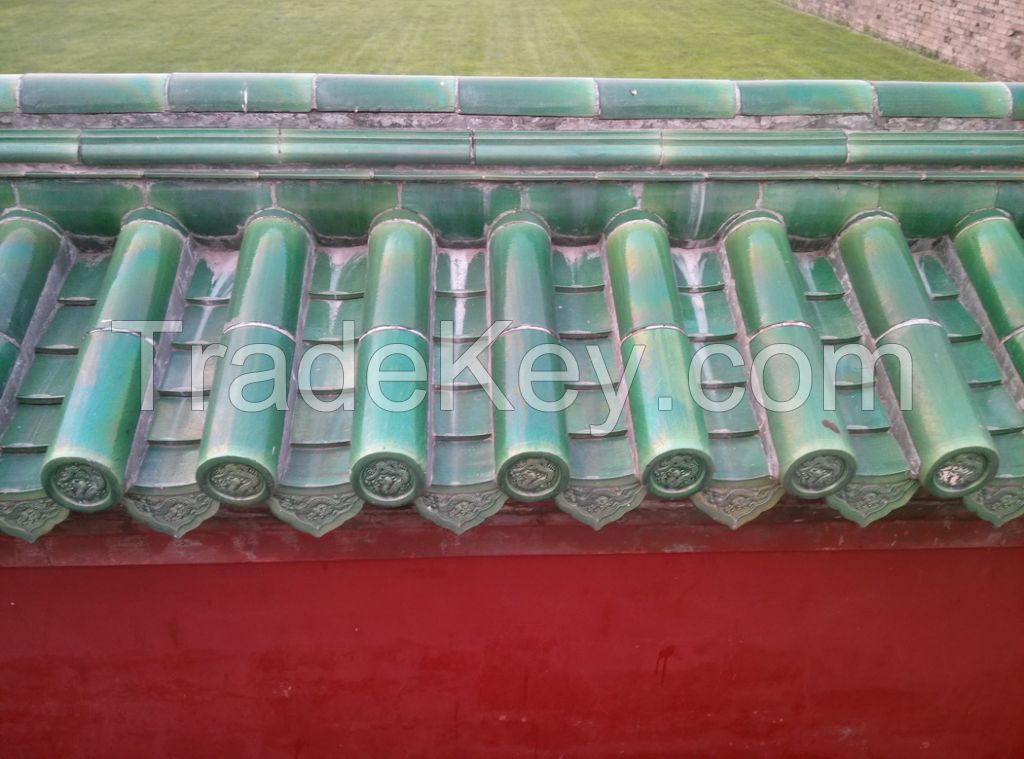 Chinese glazed roofing tiles green for garden wall