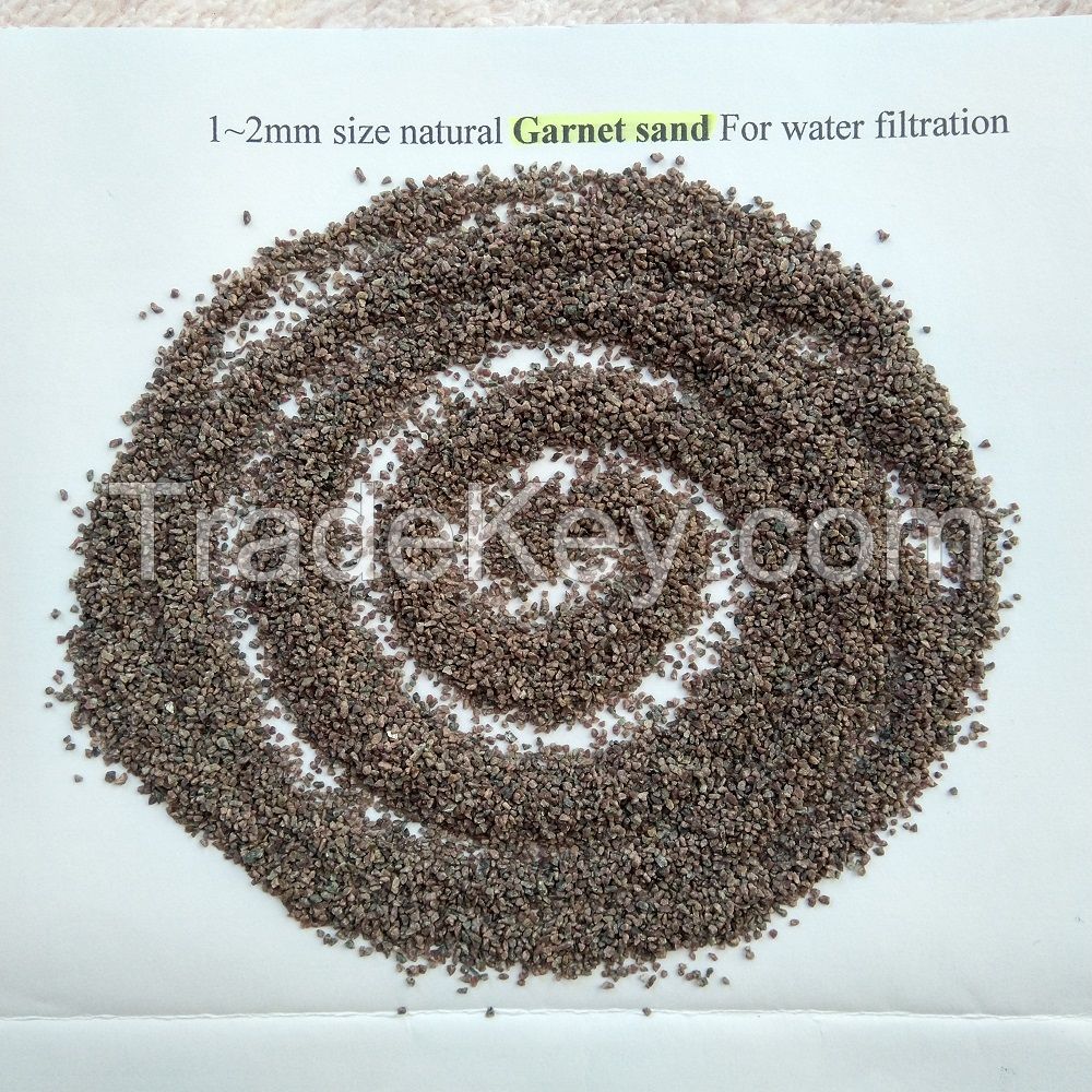 natural garnet sand 1~2mm for water treatment filtrations