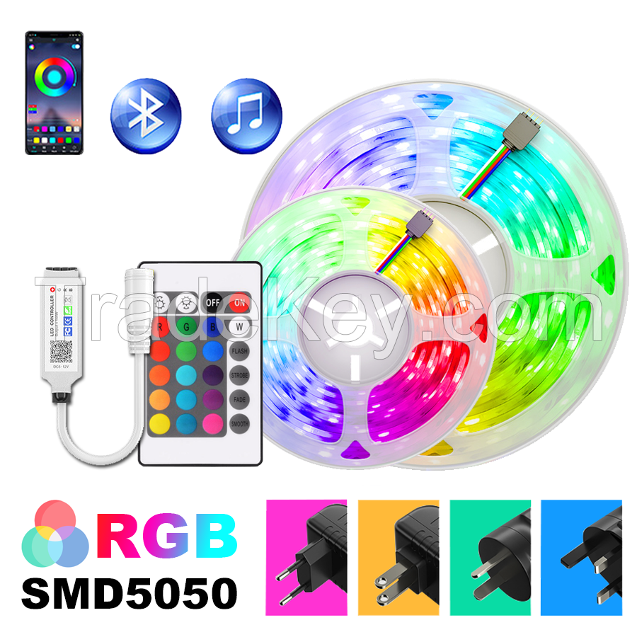 Led Strip Light 5m-30m 5050 RGB Flexible Ribbon LED Tape Room Decoration Neon Lamps Set Diode Wall Backlight With Adapter