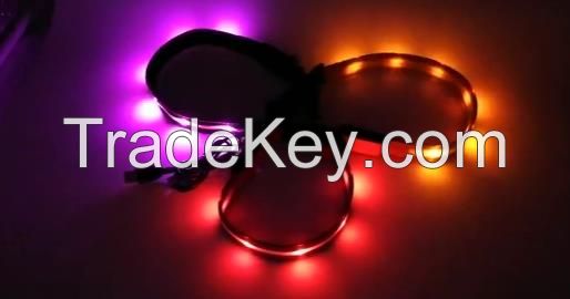 LED Lights Dog Pets Collars Adjustable Polyester Glow In Night Pet Dog Cat Puppy Safe Luminous Flashing Necklace Pet Supplies R21308