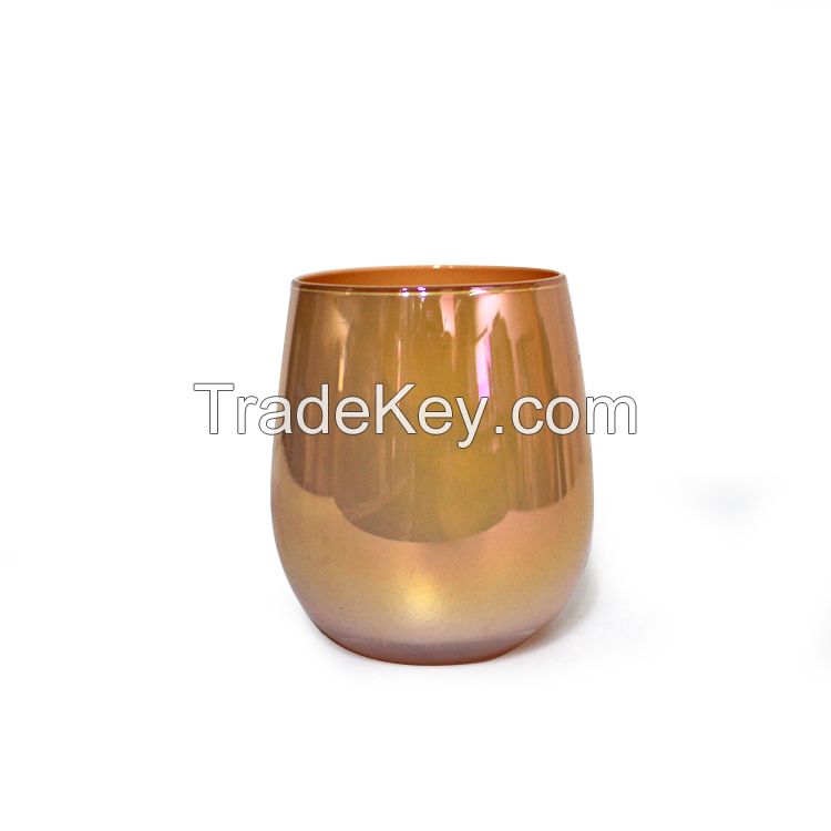 6.9x8.5cm 300ml electroplated luxury candle glass jar