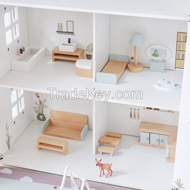 kid's pretend toys role play toys wooden doll house toys