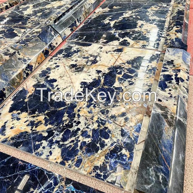 Diamond blue marble wall corner decoration panels