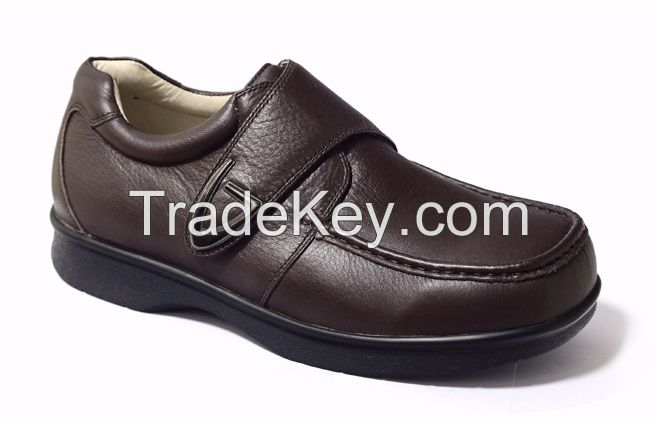 Brown Comfortable Genuine Leather Shoes Wide And Deep Diabetic Shoes (9611343-1)