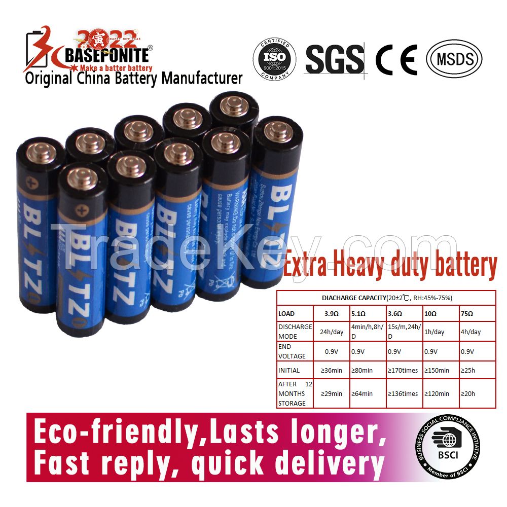 Super R03P UM4 AAA 1.5V Carbon zinc battery, 1.5volt R03p aaa Heavy duty batteries