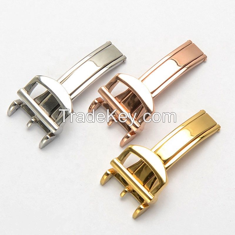 New Stainless Steel Watch Buckle Polished/Brushed Screw-in Buckle Strap Band Watch Buckles