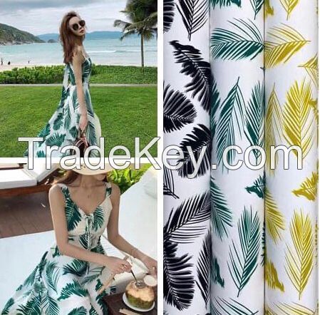 100% Polyester WOOL DOBBY  digital printing  fabric for  ladies dress