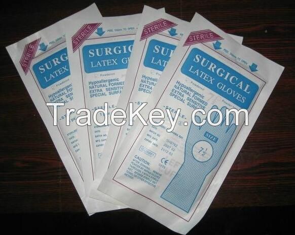 surgical sterile  powered/ power-free latex  gloves   medical rubber latex   gloves