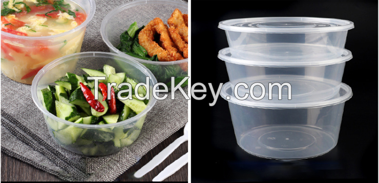 round microwave food container with ops lid  take away food  lunch box meal box