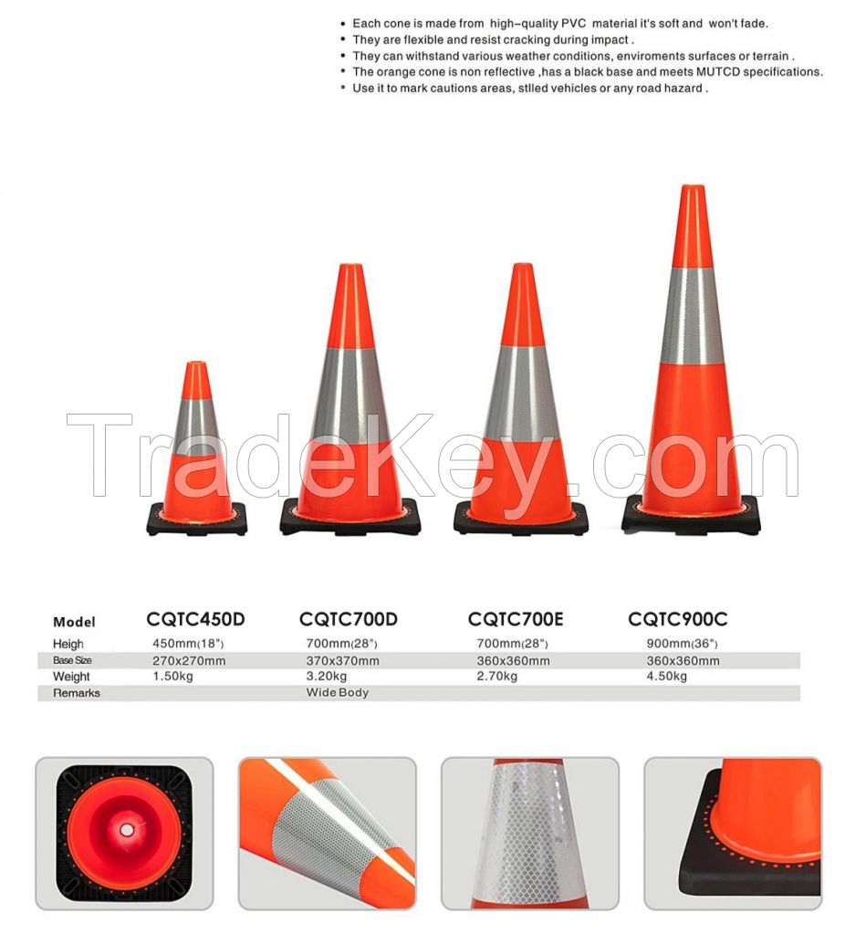 Colorful Traffic Road Safety PVC Flowing Tiny Certificated Reflectorized Slim Shape Flexible Reflective Delineator Warning Traffic Collapsible Traffic Cones