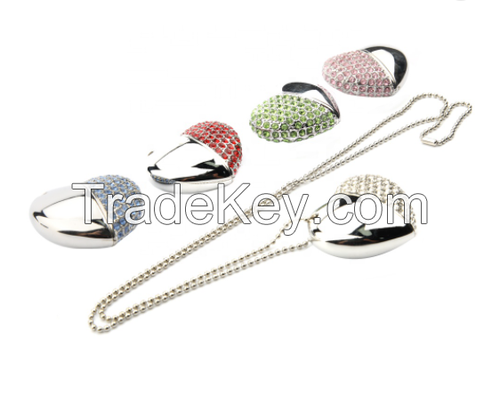 Heart Shape USB Flash Disk Diamond Crystal USB Pendrive USB Flash Memory