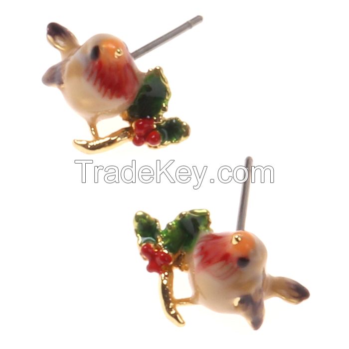 Factory Direct Sales Top Fashion Animal Bird 16k Real Gold Plated Stud Earrings