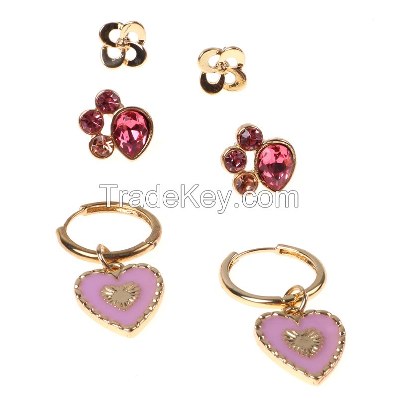 Factory Supply Hot Fashion Multi Flower Heart Pack Earrings Set