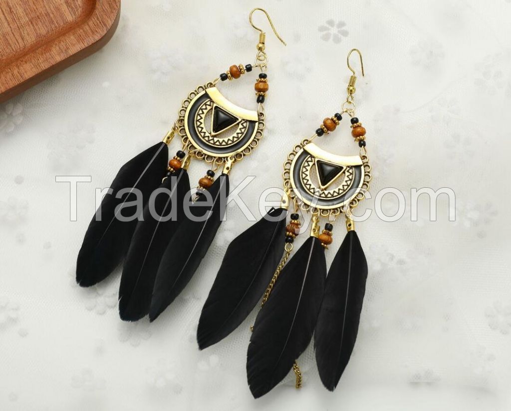 Wholesale Price Modern Feather Natural Fashion Earrings 