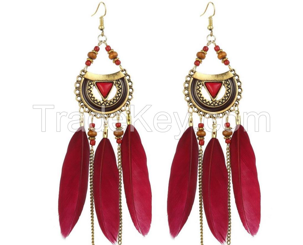 Wholesale Price Modern Feather Natural Fashion Earrings 