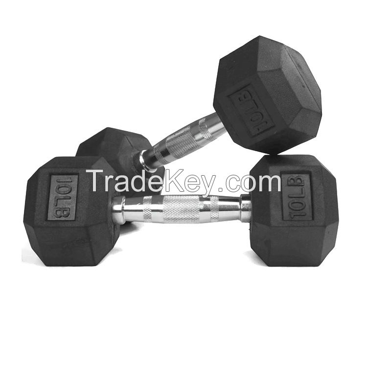 Factory Price Strength Training Weight Lifting Free Weights Rubber Coated Hex Dumbbells 2.5-50kg Cast Iron Hex Dumbbell Black