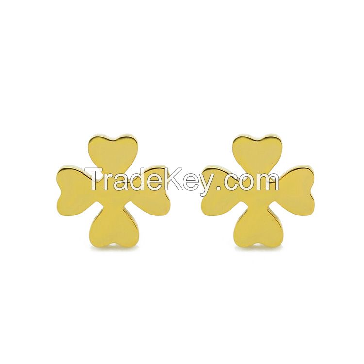 High polish gold tone stainless steel fashion stud earrings