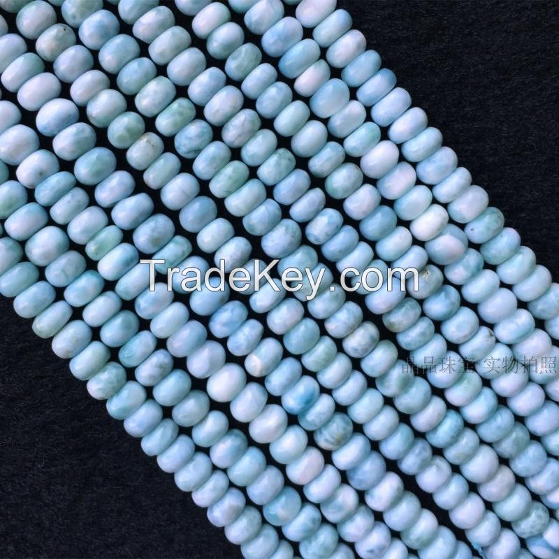 Natural Dominican Larimar Round And Rondells Beads For Bracelet 4mm-16