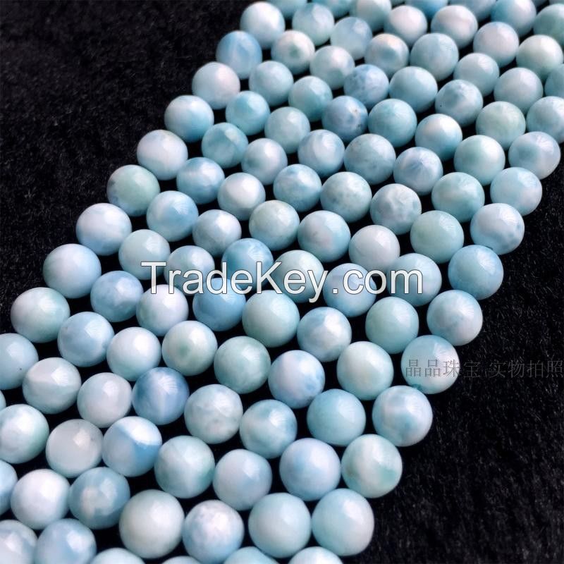 Natural Dominican Larimar round and rondells beads for bracelet 4mm-16