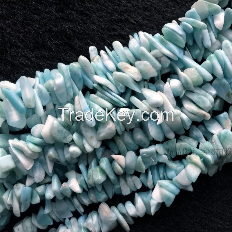 Natural Dominican Larimar round and rondells beads for bracelet 4mm-16