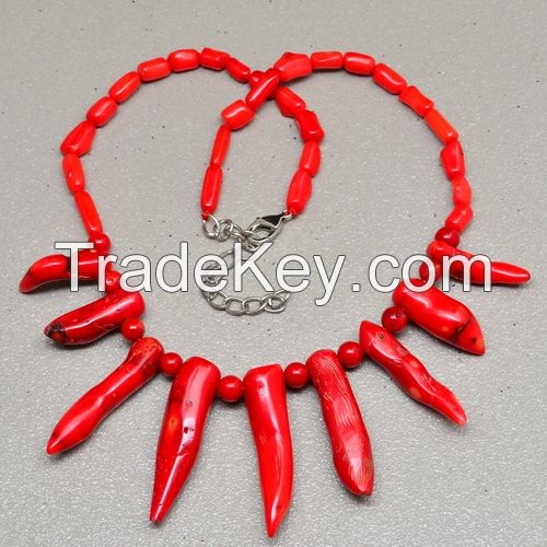 Natural bamboo coral necklace