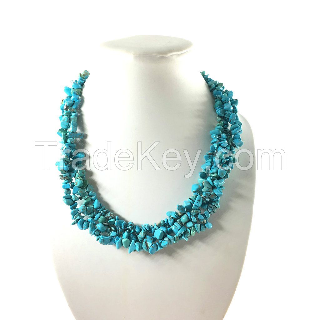 18 inch mutil-color gemstone chips fashion necklace