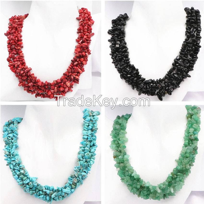 18 inch mutil-color gemstone chips fashion necklace