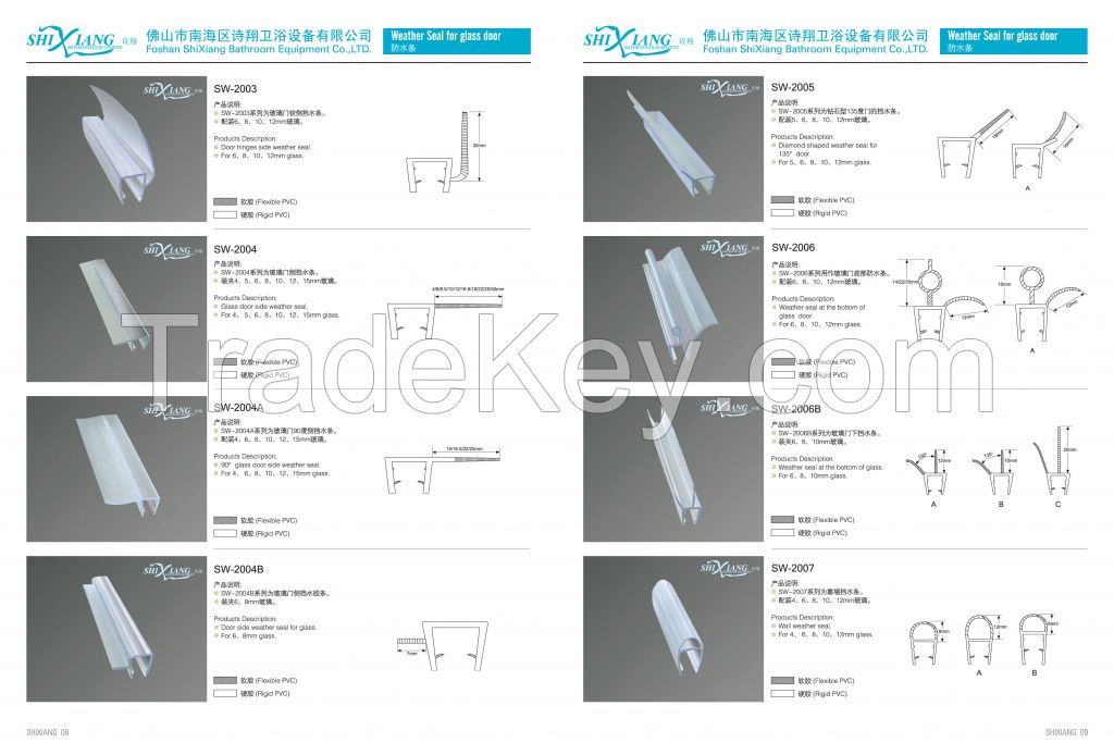 Magnetic Shower Door Seal strip for glass shower room door