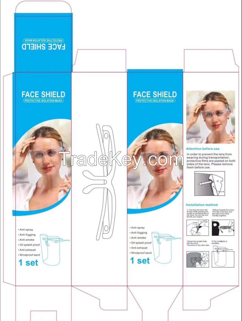  Transparent anti-fog Plastic Face Sheild covid 19 coronas plastic face shield