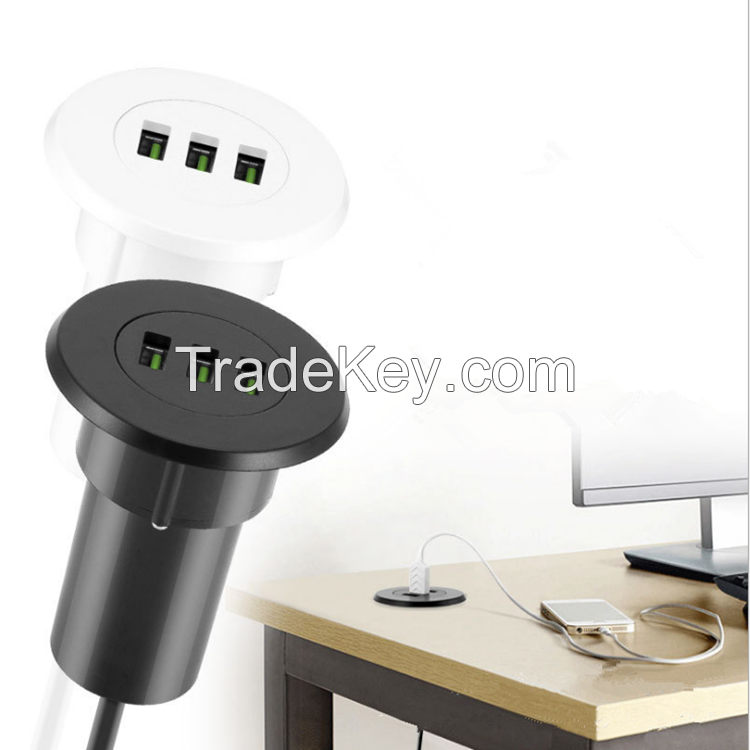 Office Desktop USB charger station hidden 3 Ports AC adapter Quick Charge3.0 Adapter USB Wall Charger fast charger