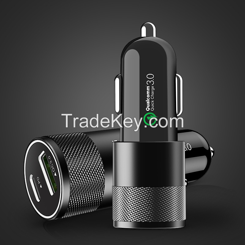 Type C car charger PD3.0 Car Charger 2 ports Quick charger 30W Car charger mobile phone charger