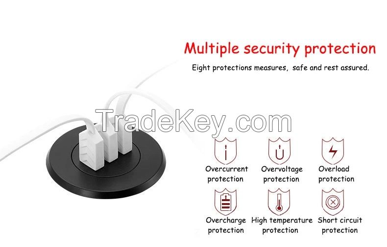 Office Desktop USB charger station hidden 3 Ports AC adapter Quick Charge3.0 Adapter USB Wall Charger fast charger