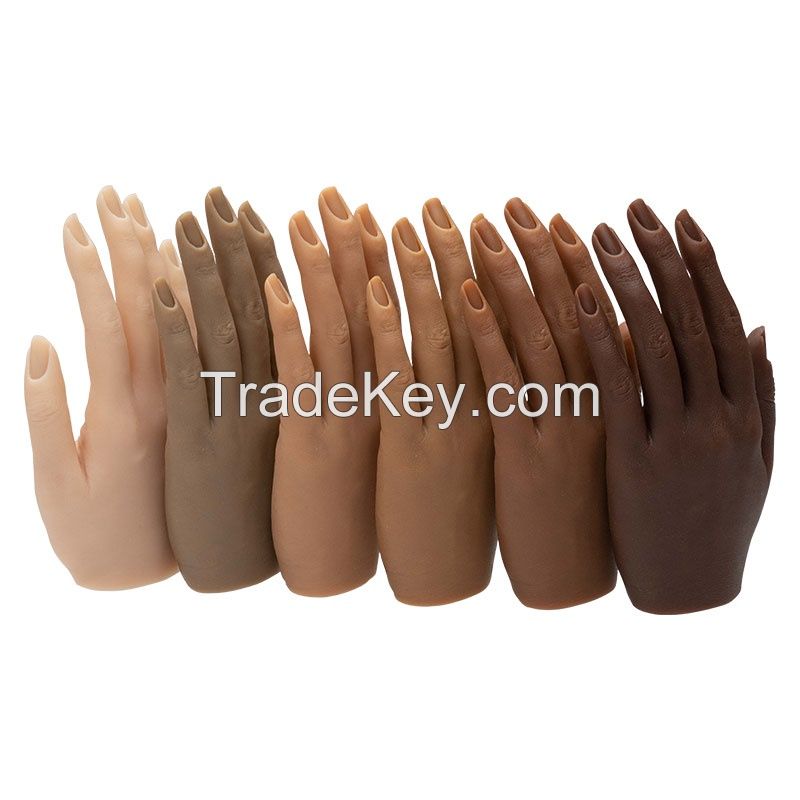 poseable full silicone practice hand for nails