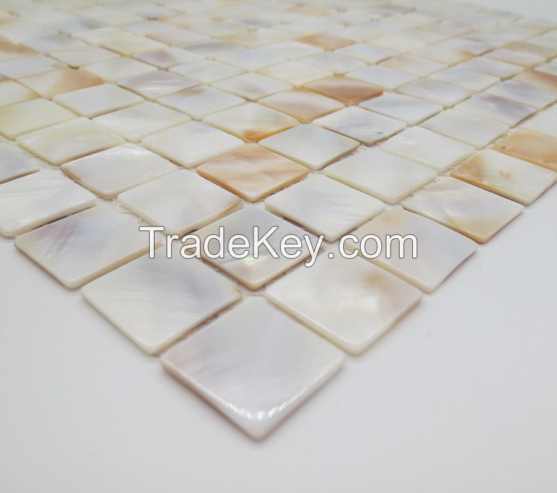 China factory direct offer Natural color water shell tile real mother of pearl mosaic 100% water proof