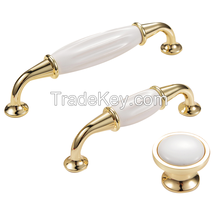 Customized ceramic knob handles ceramic zinc alloy furniture handles