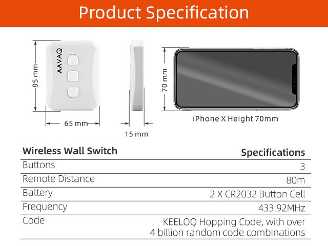 Wireless Wallswitch AAVAQ Door And Gate Automation