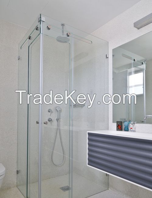 Quality clear tempered shower glass price for shower bathroom sliding glass door