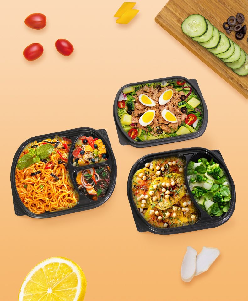 New Style Disposable Plastic Lunch Box, Fast Food Containers, Food Packaging Box With Lid, disposable containers, plastic food tray with 1 2 3 compartments