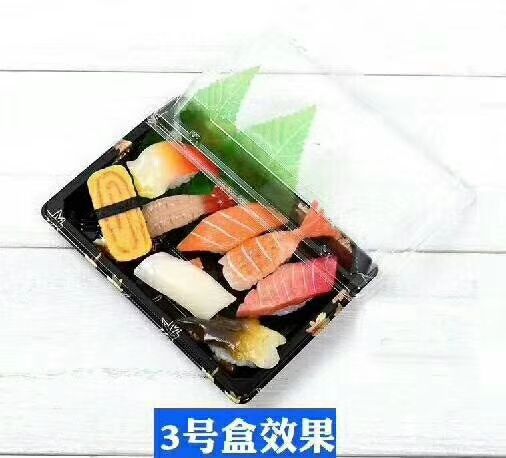 Wholesale OEM disposable sushi food nori packing box sushi tray with cover sushi box japanese denmark black disposable to go takeaway plastic packaging sushi container sushi trays with lid