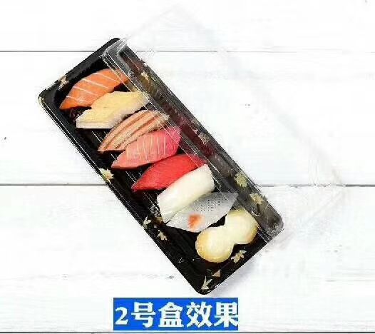 Wholesale OEM disposable sushi food nori packing box sushi tray with cover sushi box japanese denmark black disposable to go takeaway plastic packaging sushi container sushi trays with lid