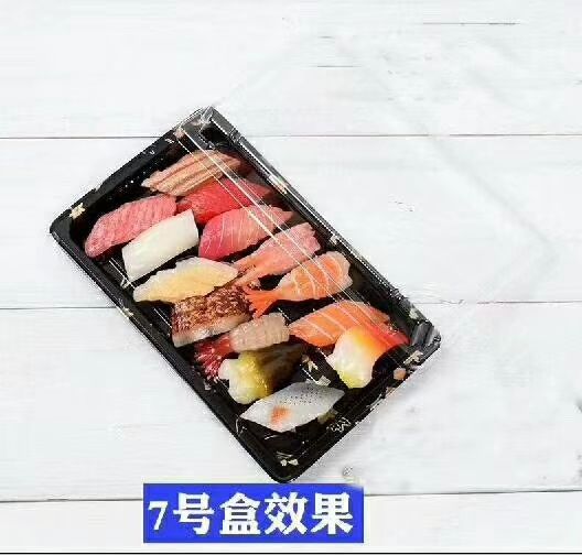 Wholesale OEM disposable sushi food nori packing box sushi tray with cover sushi box japanese denmark black disposable to go takeaway plastic packaging sushi container sushi trays with lid