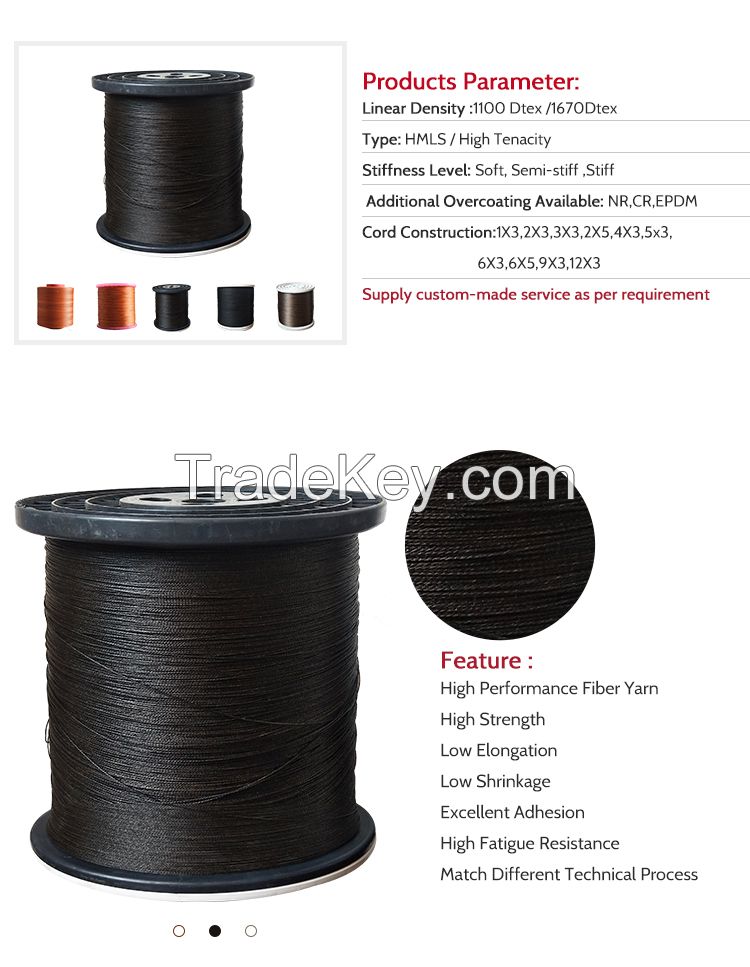 Dipped Polyester stiff cord for Poly v-belts banded belts,cogged v-belts