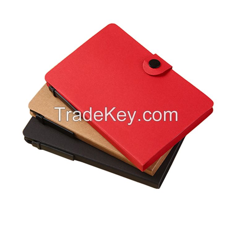 Customized Logo Kraft Cover Memo Pad Sticky Notepad With Pen