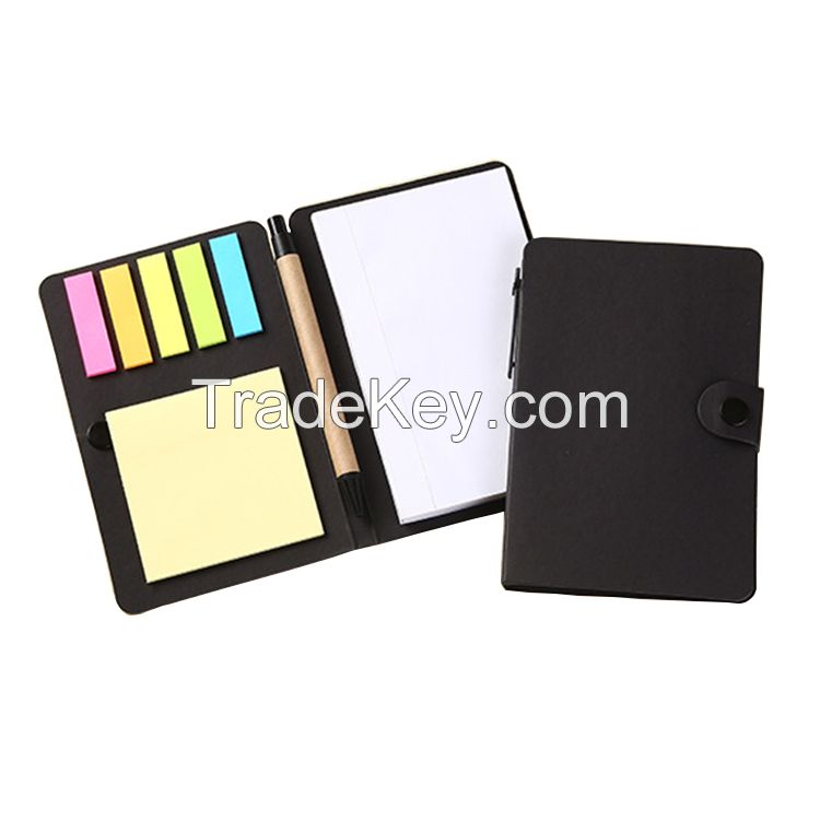 Customized Logo Kraft Cover Memo Pad Sticky Notepad With Pen