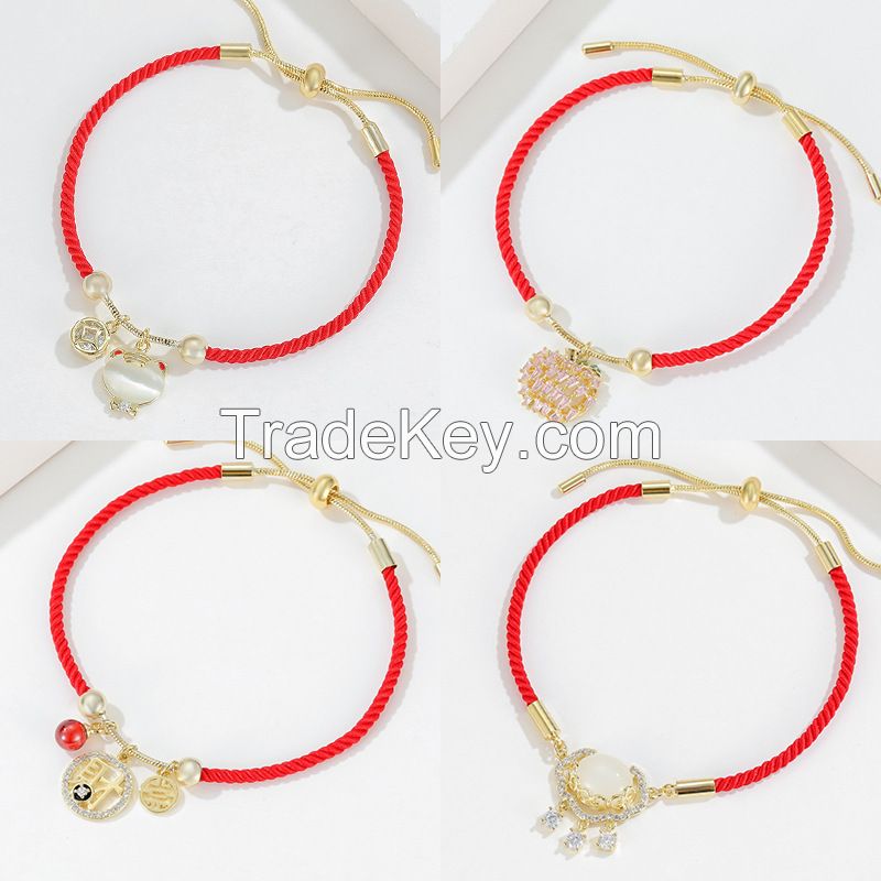 Girls' 2022 Year Of The Tiger Gift Bracelet 925 Silver Bracelet ins Minority Style Design Woven Bracelet