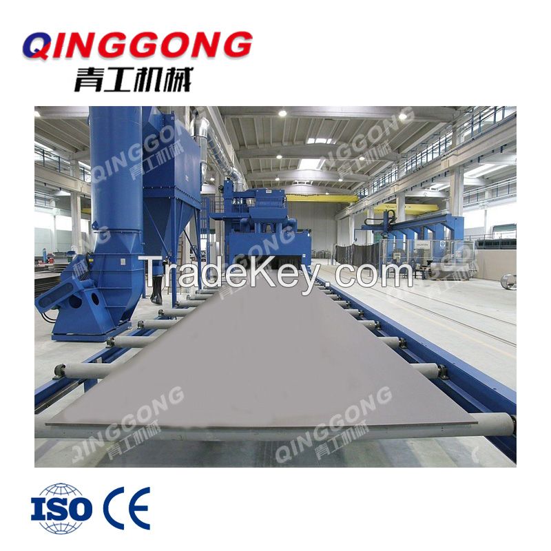 Roller conveyor type shot blasting machine