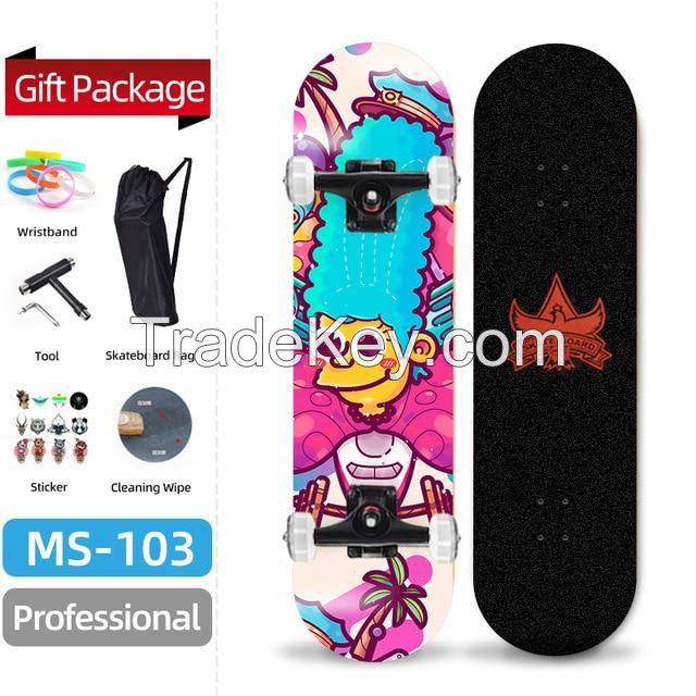 Wholesale 7-Layers Maple Wood 31 Inch Double Rockers Skateboard with PU Wheels