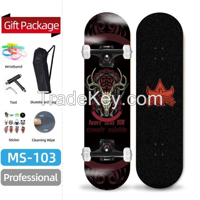 Wholesale 7-Layers Maple Wood 31 Inch Double Rockers Skateboard with PU Wheels