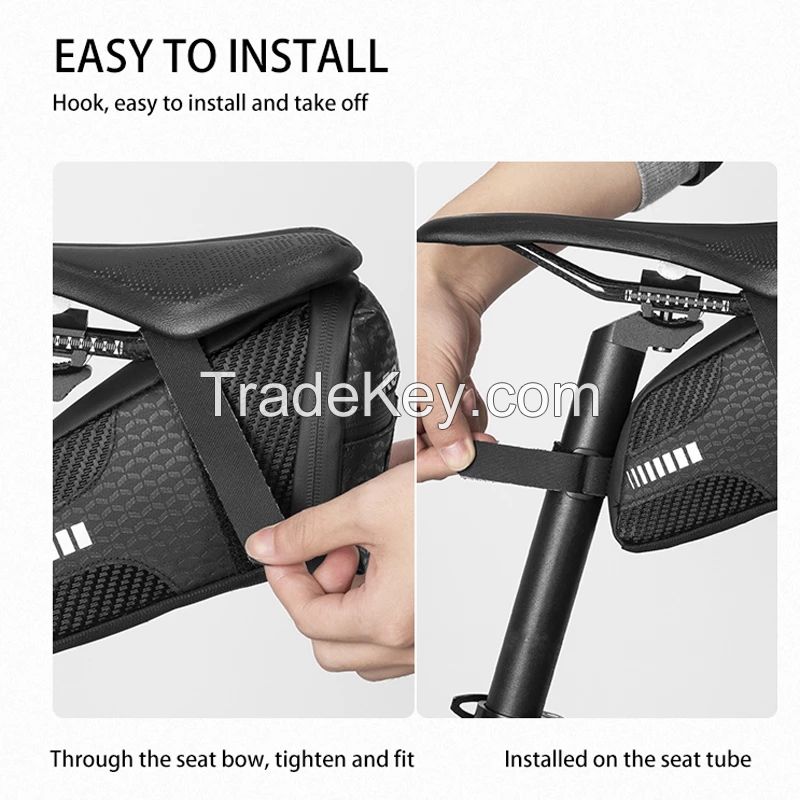 Reflective Rear Cycling Saddle Bag Taillight MTB Rode Bike Large Capacity Bag Bicycle Accessories Pouch